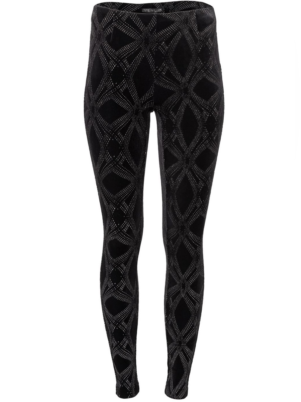Sequin Black and Silver Patterned Sparkly Leggings